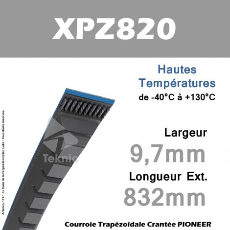 Courroie XPZ820 - Continental Pioneer