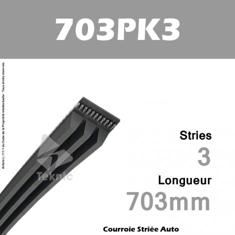 Courroie Poly-V Auto 703PK3 - Continental