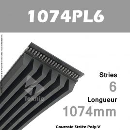 Courroie Poly-V 1074PL6 - Continental