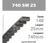 Courroie Dentée 740 5M 25
