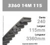 Courroie Dentée 3360 14M 115