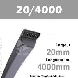 Courroie Trapézoïdale Lisse 20/4000