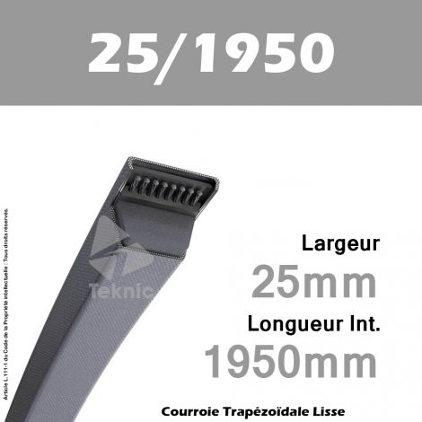 Courroie Trapézoïdale Lisse 25/1950