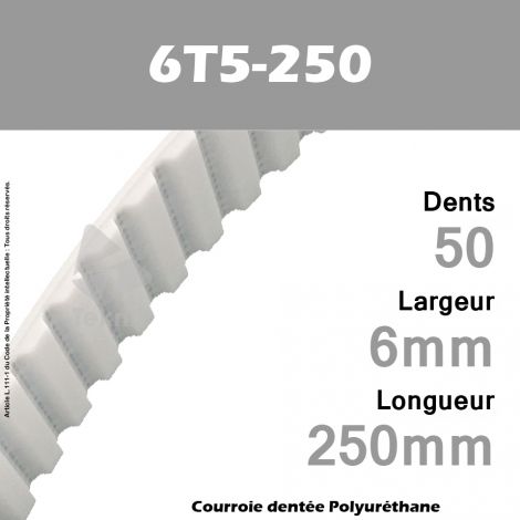 Courroie Dentée PU 6T5-250