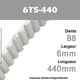 Courroie Dentée PU 6T5-440