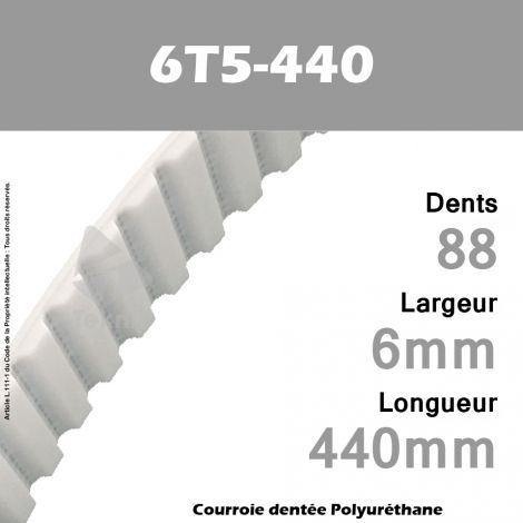 Courroie Dentée PU 6T5-440