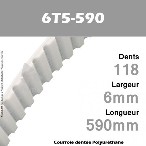 Courroie Dentée PU 6T5-590