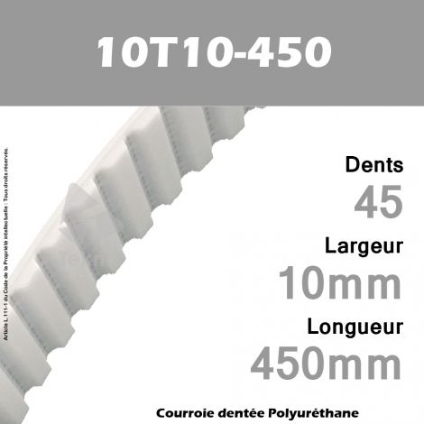 Courroie Dentée PU 10T10-450