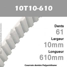 Courroie Dentée PU 10T10-610