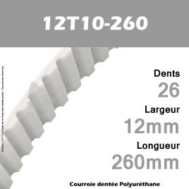 Courroie Dentée PU 12T10-260