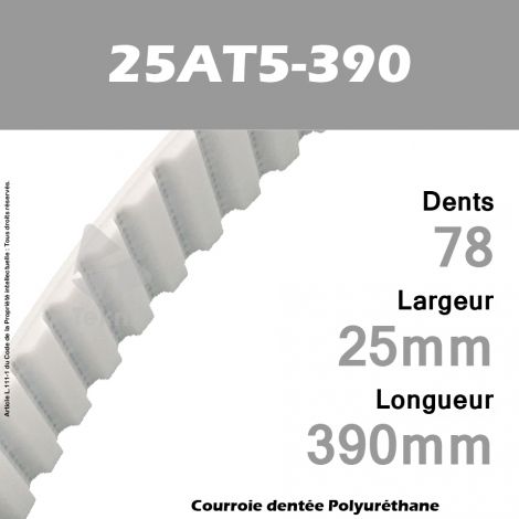 Courroie Dentée PU 25AT5-390