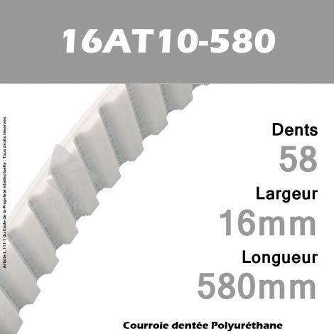 Courroie Dentée PU 16AT10-580