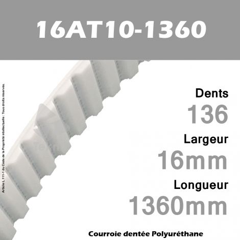 Courroie Dentée PU 16AT10-1360