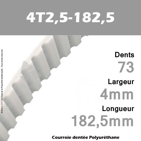 Courroie Dentée PU 4T2,5-182,5