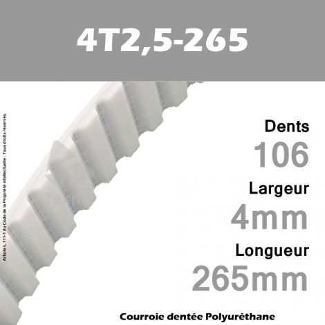 Courroie Dentée PU 4T2,5-265