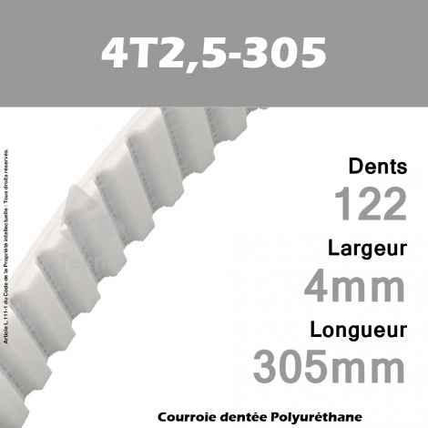 Courroie Dentée PU 4T2,5-305