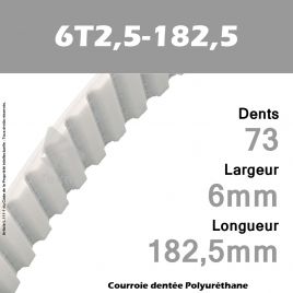 Courroie Dentée PU 6T2,5-182,5