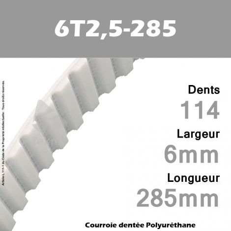 Courroie Dentée PU 6T2,5-285