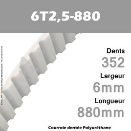Courroie Dentée PU 6T2,5-880
