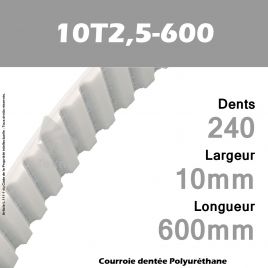 Courroie Dentée PU 10T2,5-600