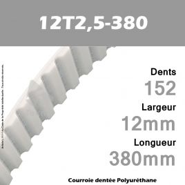 Courroie Dentée PU 12T2,5-380