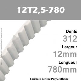 Courroie Dentée PU 12T2,5-780