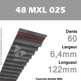 Courroie Dentée 48 MXL 025