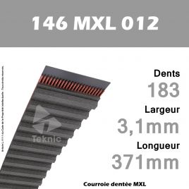 Courroie Dentée 146 MXL 012