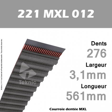 Courroie Dentée 221 MXL 012