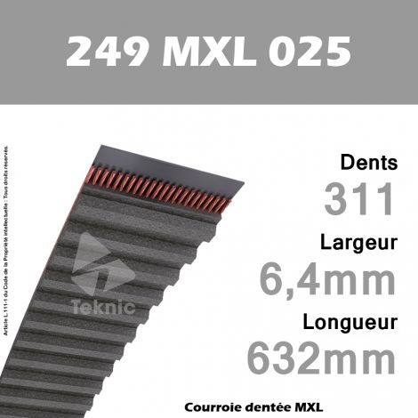 Courroie Dentée 249 MXL 025