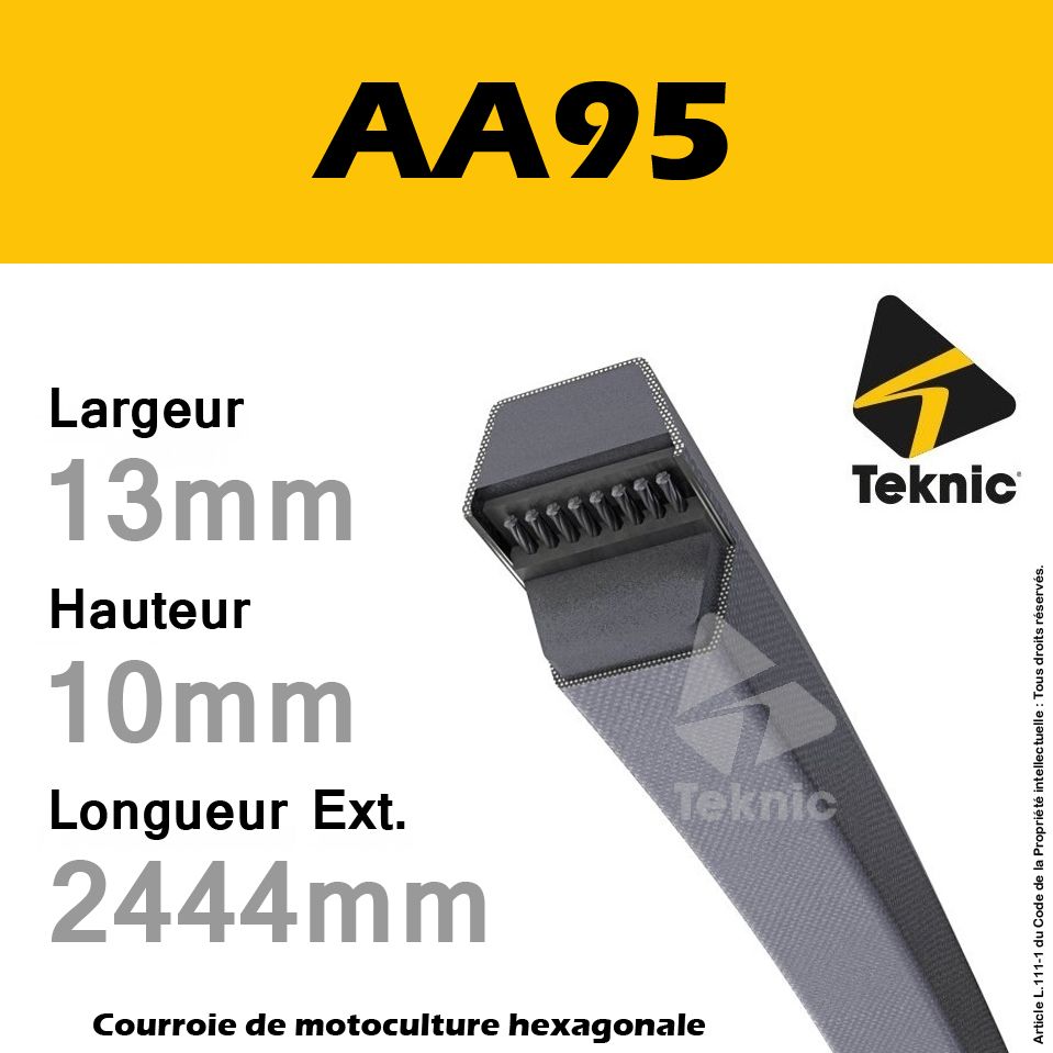 Courroie Hexagonale Lisse Série AA95 - Longueur Extérieure 2464 Mm Pour Machines Et Équipements