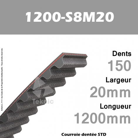 Courroie Dentée 1200-S8M20 TEKNIC