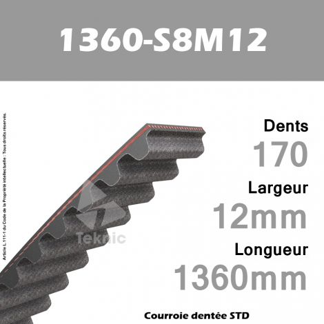 Courroie Dentée 1360-S8M12 TEKNIC