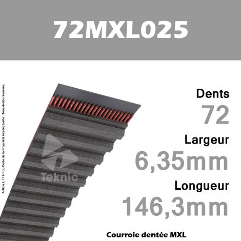 Courroie Dentée 72 MXL 025