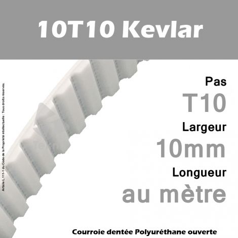 Courroie PU 10T10 Kevlar Ouverte