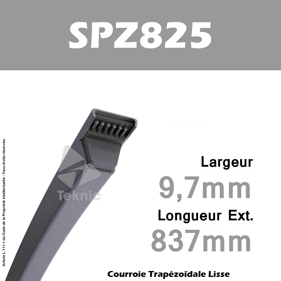 Courroie Lisse SPZ825 Greenstar - Pour Tondeuses AL-KO | Remplace 462714